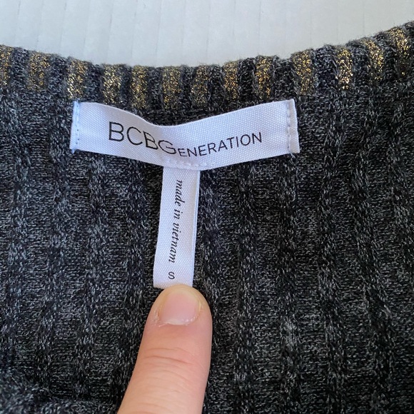 BCBGeneration Metallic-Stripe Off the Shoulder top - Picture 3 of 7